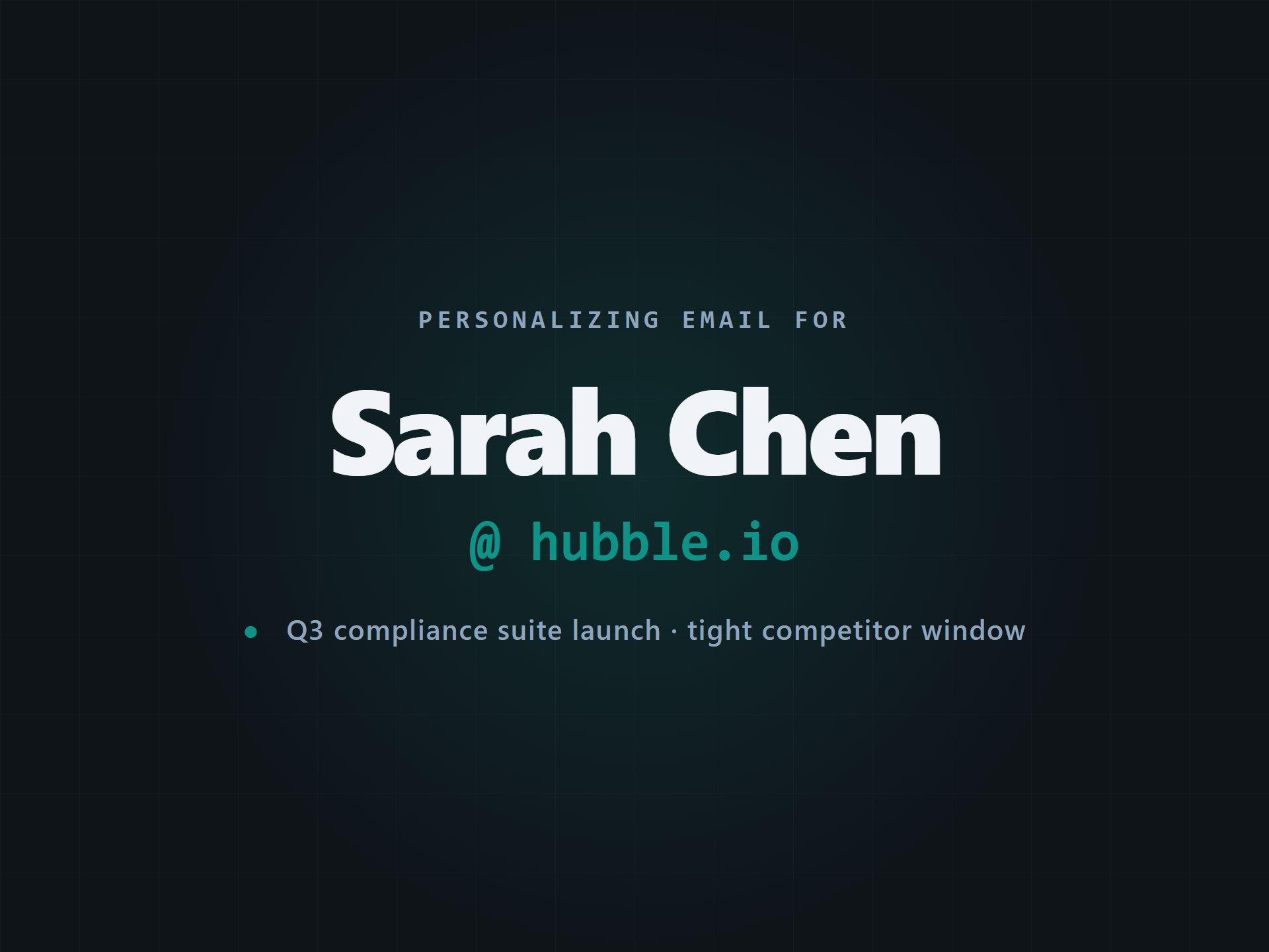 AI writing personalized cold email to Sarah at Hubble.io